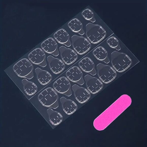 False Nails 24 Piece Burgundy wine white medium length square tip press on nails - Picture 5 of 8